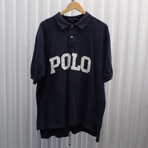 Vtg Polo Sport Ralph Lauren Polo Shirt Men XL Navy Blue 90s Big Logo